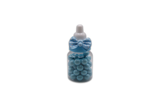 Baby Bottle with Blue Pacifier and Blue Cute Bow - Blue Sixlets Shimmer Chocolate - Decorated Toy Favor