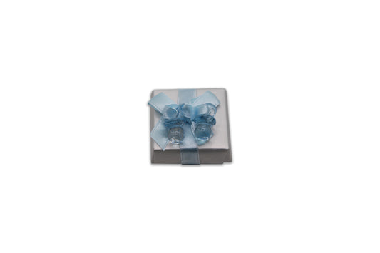 Acrylic Blue Twin Pacifiers with Blue Ribbon Wrap - Decorated Chocolates