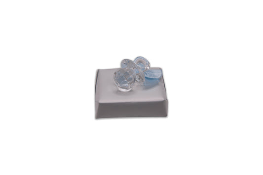 Acrylic Clear Large Pacifier and Blue Bow - Decorated Chocolate