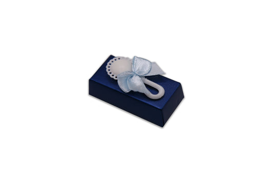 White Baby Rattle with Blue Bow - Decorated Chocolate