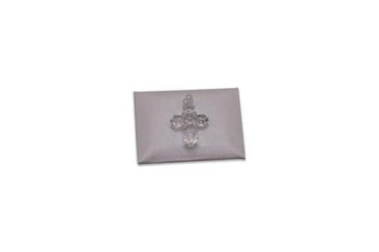 Acrylic Clear Mini Cross - White Envelope - Christening Decorated Chocolate Favor