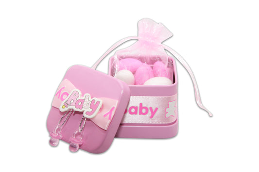 Baby Girl - Pink & White Jordan Almonds - Decorated Toy Favor