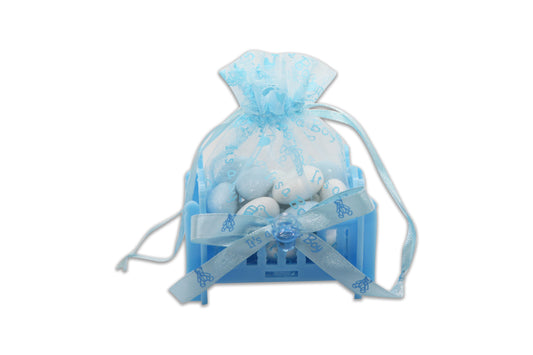 Baby Boy Crib - Jordan Almonds Blue and White - Decorated Toy Favor