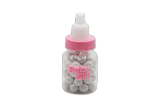 Baby Bottle with Baby Girl Sign - White Sixlets Chocolate - Decorated Toy Favor