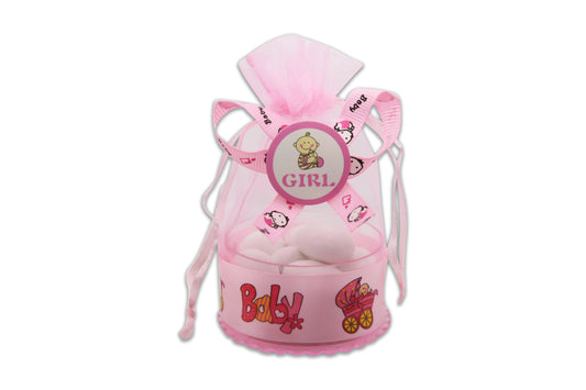 Baby Girl - White Jordan Almonds - Decorated Toy Favor