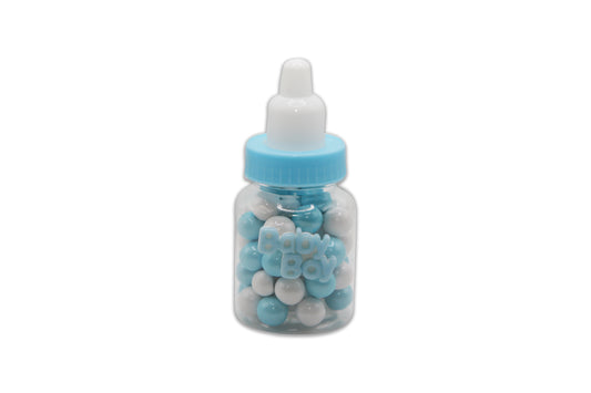 Baby Bottle with Baby Boy Sign - Blue & White Sixlets Chocolate - Decorated Toy Favor